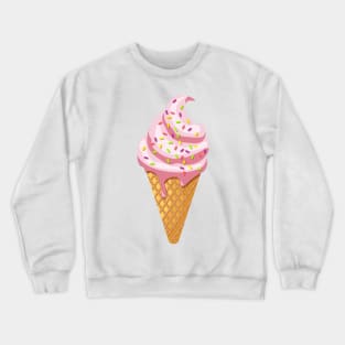 Strawberry sundae in waffle cornet with topping Crewneck Sweatshirt